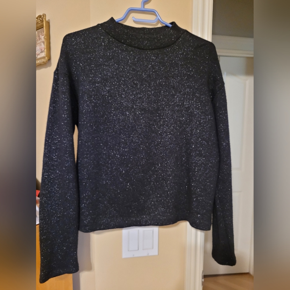 NWOT Calvin Klein Black Sparkle Mock Sweater